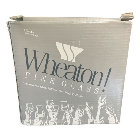 Vintage Wheaton Fine Satin Glasses Rainbow Stripe Pride 16 oz Cooler NOS - Picture 4 of 5
